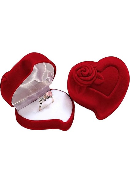 Kalp Şeklinde Yüzük Kutusu Takı Ekran Kutusu Nişan Düğün Mücevher Kutusu Gül Tasarım Çift Kutusu (Yurt Dışından) indirimleri