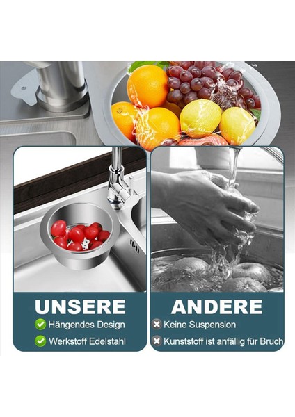 2x Çok Fonksiyonlu Drenaj Sepeti Paslanmaz Çelik Kuğu Lavabo Süzgeç Sepeti Asılı Filtre Sepetine Dokunun (Yurt Dışından) fırsatları