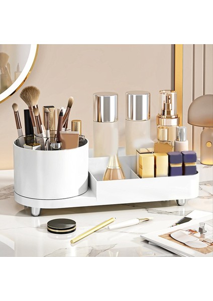 Vanity 360 ° Dönen Kozmetik Ekran Çantası Için Büyük Kapasiteli Makyaj Fırçası Organizatörü Kozmetikler Için Makyaj Fırçaları Kupası (Yurt Dışından) fiyatları