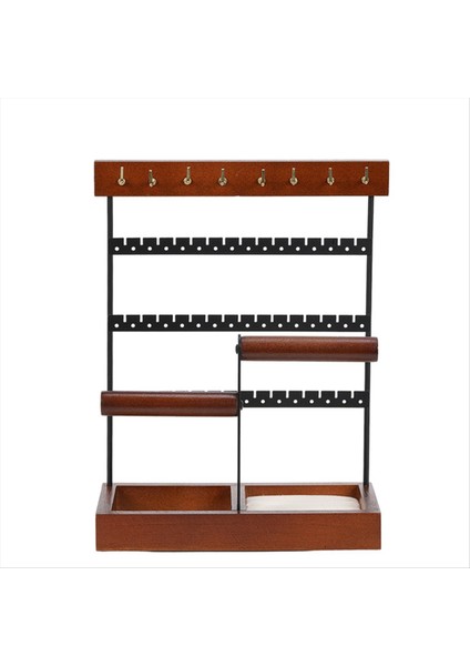 Kahverengi Iki Eksenli Mücevher Standı Çıkarılabilir Katı Ahşap Taban Halka Saklama Kutusu Küpe Takı Raf Kolyeler Halkalar Mücevher Kutusu (Yurt Dışından) indirimleri