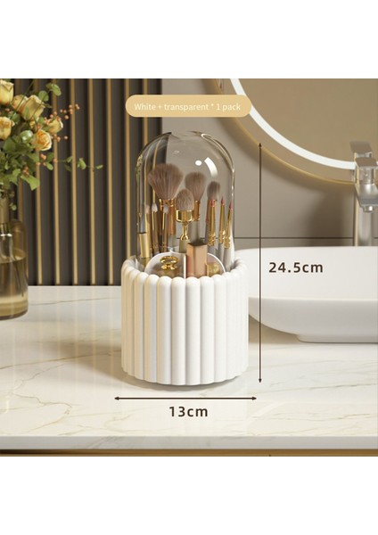 Makyaj Fırçası Organizatör 360 Derece Dönebilir Yuvarlak Dönen Makyaj Fırçası Tutucu Kapak Fırçası Depolama Kutusu Kapları (Yurt Dışından) fiyatları