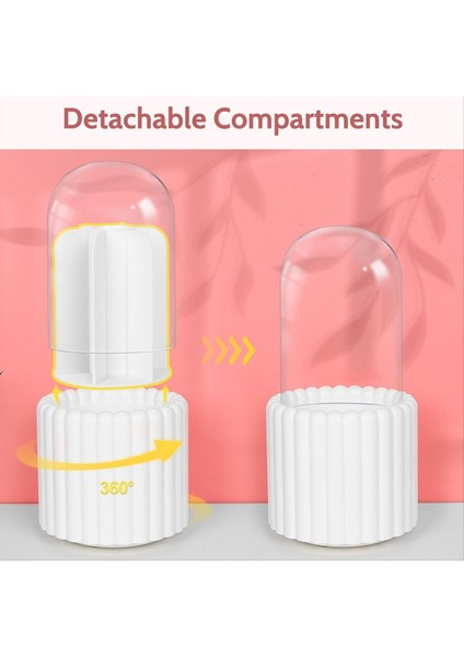 Makyaj Fırçası Organizatör 360 Derece Dönebilir Yuvarlak Dönen Makyaj Fırçası Tutucu Kapak Fırçası Depolama Kutusu Kapları (Yurt Dışından) fırsatları