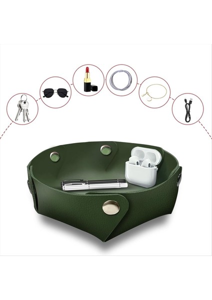 Pu Deri Takı Tepsisi Masa Tepsisi Başucu Odele Masa Tepsisi Dekoratif Taşınabilir Giriş Masaüstü Catchall Tepsi A (Yurt Dışından) modelleri