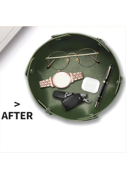 Pu Deri Takı Tepsisi Masa Tepsisi Başucu Odele Masa Tepsisi Dekoratif Taşınabilir Giriş Masaüstü Catchall Tepsi A (Yurt Dışından) indirimleri