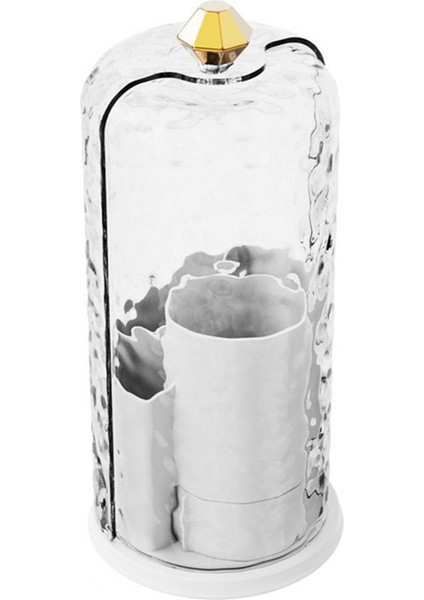 Makyaj Fırçası Şeffaf Kapaklı Saklama Kutusu Büyük Kapasiteli 360 Derek Dönen Makyaj Fırçası Tutucu Akrilik Organizatör A (Yurt Dışından)