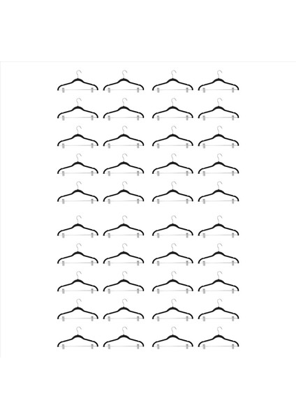 40 Paket Kıyafetli Klipsli Giysiler Siyah Kadife Askıları Etek ve Kıyafet Askı Pantolonları Için Kullanıyor Ultra Ince Kayma Yok (Yurt Dışından)