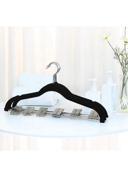 40 Paket Kıyafetli Klipsli Giysiler Siyah Kadife Askıları Etek ve Kıyafet Askı Pantolonları Için Kullanıyor Ultra Ince Kayma Yok (Yurt Dışından) fırsatları