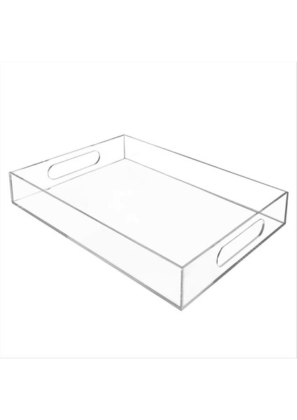 Akrilik Şeffaf Tepsi Akrilik Servis Tepsisi Tutamaklı Akrilik Atıştırmalık Plakası Çok Fonksiyonlu Depolama Plakası (Yurt Dışından)