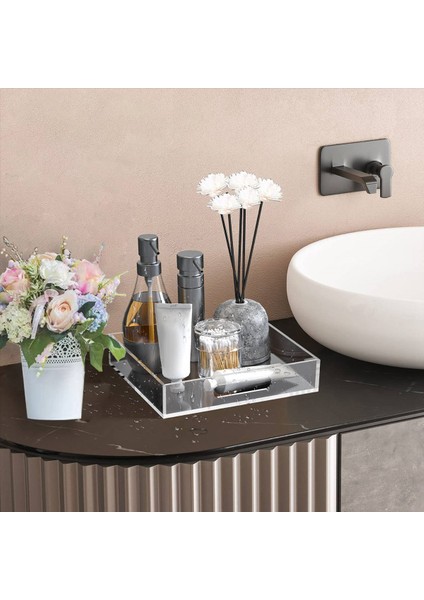 Akrilik Şeffaf Tepsi Akrilik Servis Tepsisi Tutamaklı Akrilik Atıştırmalık Plakası Çok Fonksiyonlu Depolama Plakası (Yurt Dışından) fırsatları