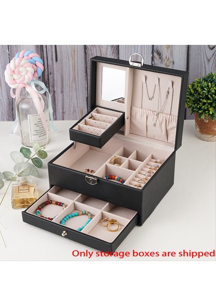 Yeni Pu Çift Çekmeci Takı Kutusu Büyük Kapasiteli Takı Kutusu Yüzük Küpe Kolye Takı Saklama Kutusu (Yurt Dışından) indirimleri
