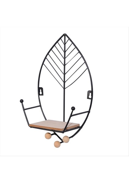 Yapraklar Şekil Yüzen Raflar Metal Duvar Dekoru Ahşap Duvara Monte Depolama Rafı Ev Dekorasyonları Yatak Odası Için Sanat Siyah (Yurt Dışından)