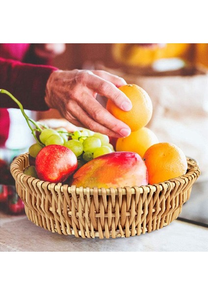 3x El Dokuması Sepet Hasır Sepet Ekmek Meyve Sebze Depolama Sepeti Için Yiyecek Servis Sepeti 25 x 8cm (Yurt Dışından) fiyatları