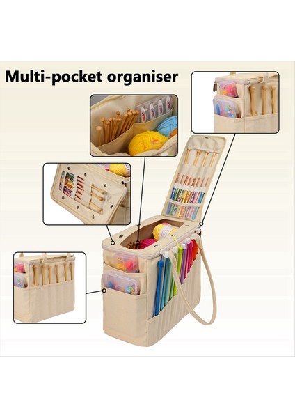 Dikiş Örgü Torbası Iplik Tote Depolama Çantası Yün Tığ Kancaları Örgü Iğneler Dikiş Araçları Dıy Ev Organizatör A (Yurt Dışından) fırsatları