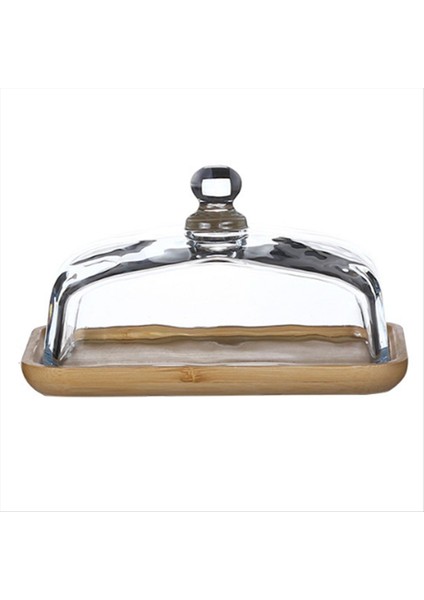 Cam Kapaklı Bambu Tereyağı Yemeği - Buzdolabı Için Temiz Tereyağı Tepsisi ve Tereyağı Için Sayaç Krem Peynir Bloğu ve Servis (Yurt Dışından)