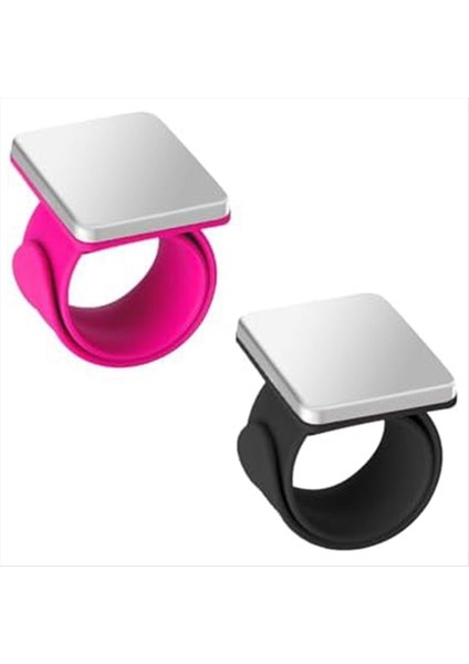 2 Adet Manyetik Pim Yastık Bileği Manyetik Dikiş Pincushion Dikiş Için Manyetik Pim Tutucu Bileklik Siyah+Pembalık (Yurt Dışından)