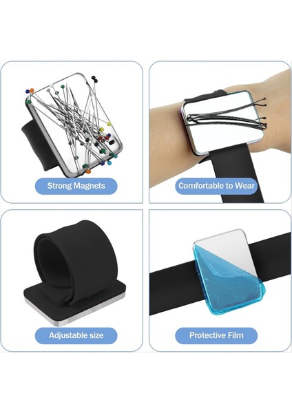 2 Adet Manyetik Pim Yastık Bileği Manyetik Dikiş Pincushion Dikiş Için Manyetik Pim Tutucu Bileklik Siyah+Pembalık (Yurt Dışından) modelleri