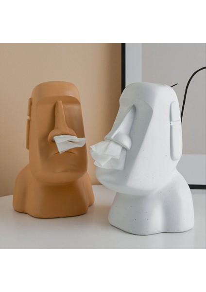 Peçete Kutusu Iskandinav Stili Taş Heykeli Burun Doku Kutusu Peçete Kağıt Tutucu Kutusu 3D Ana Dekorasyon A (Yurt Dışından)