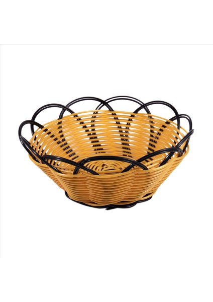 3pcs 7 Inç Plastik Örgülü Sepet Meyve Sebze Çerezleri Konteyner Tutucu Siyah ve Turuncu (Yurt Dışından) modelleri