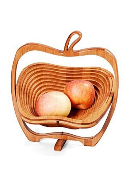 3x Katlanabilir Elma Şeklindeki Sepet Katlanır Meyve Kasesi Tutucu Sepet ve Kesme Tahtası Bambu Odun Meyve Kasesi (Yurt Dışından) modelleri