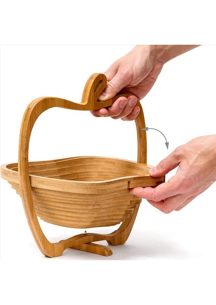 3x Katlanabilir Elma Şeklindeki Sepet Katlanır Meyve Kasesi Tutucu Sepet ve Kesme Tahtası Bambu Odun Meyve Kasesi (Yurt Dışından) indirimleri