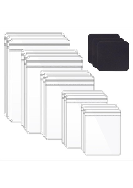 160PCS 5 Boyutlu Pvc Kendi Kendi Mühür Mücevher Çantaları Plastik Fermuar Torbası Net Depolama Torbaları 30 Adet Anti -Karniye Sekmeleri Şeritler Kiti (Yurt Dışından)