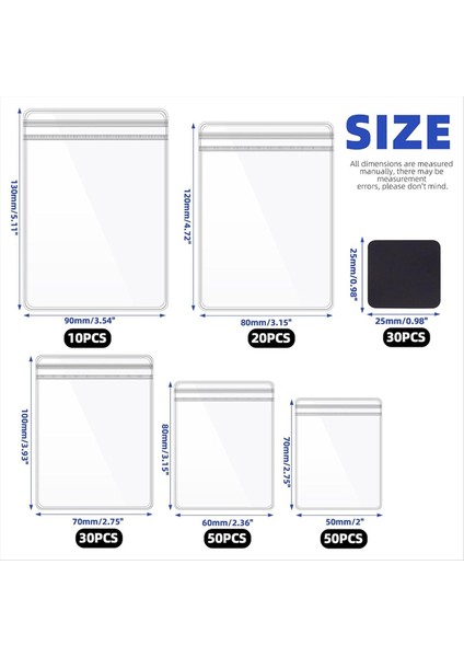 160PCS 5 Boyutlu Pvc Kendi Kendi Mühür Mücevher Çantaları Plastik Fermuar Torbası Net Depolama Torbaları 30 Adet Anti -Karniye Sekmeleri Şeritler Kiti (Yurt Dışından) fiyatları