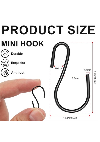 600PCS 1 Inç Mini S Şeklinde Kanca S Şeklinde Kanca Küçük S Şeklinde Kanca Metal Mini Dekoratif Kanca El Sanatları (Siyah) (Yurt Dışından) fiyatları