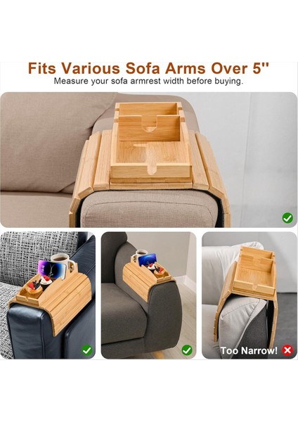 Kanepe Kol Tepsisi 3 Inç 1 Çıkarılabilir Kanepe ve Kanepe Kolu Masa Fincanı Için Fincan Uzaktan Kumanda Cep Telefonu Depolama Tepsisi (Yurt Dışından) modelleri