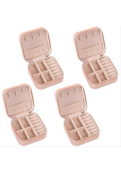 Mini Takı Kutusu Pu Deri Taşınabilir Seyahat Mücevher Depolama Kutusu Küpe Kolye Depolama Pembe (Yurt Dışından)
