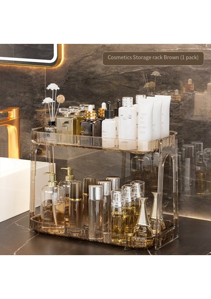 Masaüstü Depolama Rafı Ev Yatak Odası Kozmetik Depolama Banyo Mutfak Şeffaf Çift Katmanlı Depolama Rafı A (Yurt Dışından) fiyatları