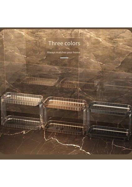 Masaüstü Depolama Rafı Ev Yatak Odası Kozmetik Depolama Banyo Mutfak Şeffaf Çift Katmanlı Depolama Rafı A (Yurt Dışından) indirimleri