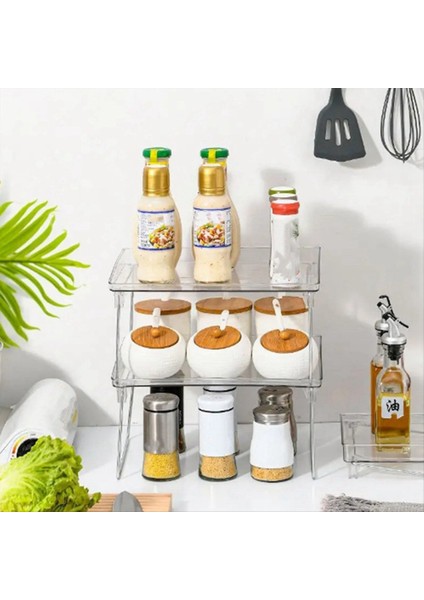 2 Adet Şeffaf Masaüstü Raf Fincan Tutucu Katlanabilir Raf Banyo Rafı Mutfak Baharat Kutuları Tutucu (Yurt Dışından) modelleri