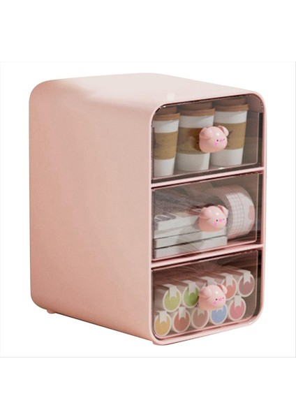 3 Katman Makyaj Organizatör Tutucu Kozmetik Saklama Kutusu Banyo Tezgah Organizatörü Pink-B Çekmeceli Masa Organizatörü (Yurt Dışından)