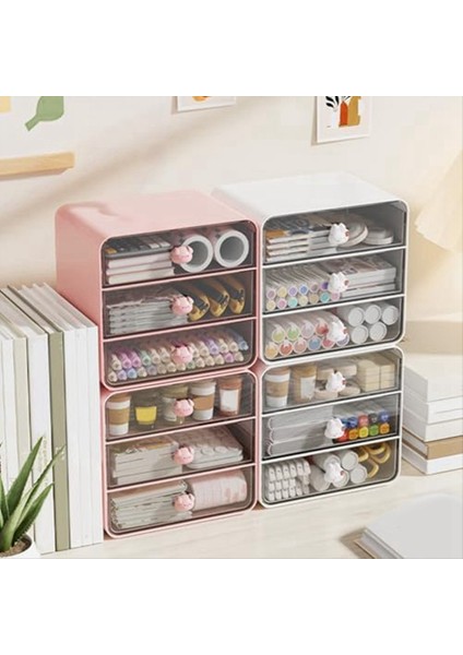 3 Katman Makyaj Organizatör Tutucu Kozmetik Saklama Kutusu Banyo Tezgah Organizatörü Pink-B Çekmeceli Masa Organizatörü (Yurt Dışından) fiyatları