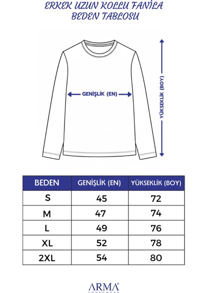 Erkek Siyah Bisiklet Yaka Uzun Kollu Fanila Tişört 2'li Paket %100 Pamuk Penye