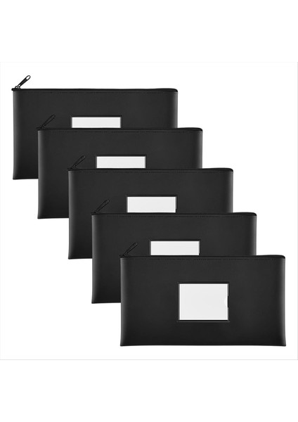 5 Paket Banka Depozito Para Poşetleri Fermuarlı Pu Torbalar Paralar Kozmetik Fatura Faturalar Için Etiketli Nakit Cüzdan Keseleri B (Yurt Dışından)