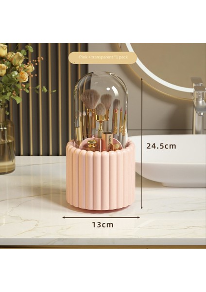 Makyaj Fırçası Organizatörü 360 Derece Dönebilir Yuvarlak Dönen Makyaj Fırçası Tutucu Kapak Fırçası Depolama Kutusu Kapları C (Yurt Dışından) fiyatları