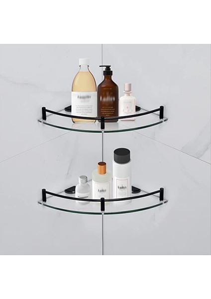4x Banyo Rafları Banyo Cam Köşe Raf Duvarı Monte Duş Jeli/soap-A Depolamak Için Temperli Cam Raf (Yurt Dışından) fiyatları