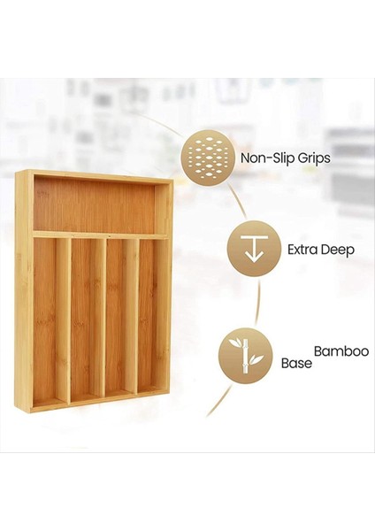 Bambu Çatal Bıçak Bıçak Teslim Tepsisi Depolama Tepsisi Raf Saklama Kutusu 5 Bölme Tepsisi Mutfak Çekmece Depolama Rafı (Yurt Dışından) fiyatları