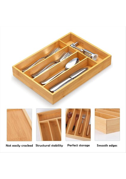 Bambu Çatal Bıçak Bıçak Teslim Tepsisi Depolama Tepsisi Raf Saklama Kutusu 5 Bölme Tepsisi Mutfak Çekmece Depolama Rafı (Yurt Dışından) modelleri