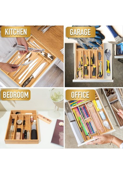 Bambu Çatal Bıçak Bıçak Teslim Tepsisi Depolama Tepsisi Raf Saklama Kutusu 5 Bölme Tepsisi Mutfak Çekmece Depolama Rafı (Yurt Dışından) indirimleri
