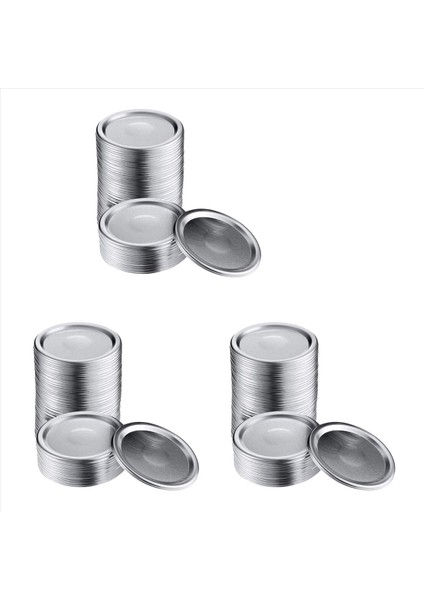 150 Pc Genişliğinde Ağız 86 mm Kavanoz Konserve Kapakları Yeniden Kullanılabilir Sızıntı Geçirmez Bölünmüş Tip Gümüş Kapaklar Silikon Contalar Halka Halkalar (Yurt Dışından)