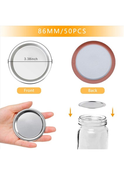 150 Pc Genişliğinde Ağız 86 mm Kavanoz Konserve Kapakları Yeniden Kullanılabilir Sızıntı Geçirmez Bölünmüş Tip Gümüş Kapaklar Silikon Contalar Halka Halkalar (Yurt Dışından) fiyatları