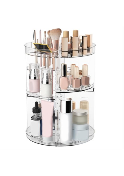 360 Dönen Makyaj Organizatörü Yuva Üstü Dönen Cilt Bakımı Organizatörleri Ayarlanabilir Katmanlı Kozmetik Depolama Rafı (Yurt Dışından)