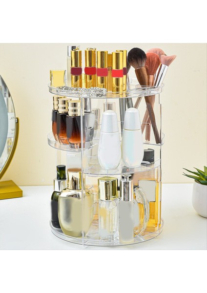 360 Dönen Makyaj Organizatörü Yuva Üstü Dönen Cilt Bakımı Organizatörleri Ayarlanabilir Katmanlı Kozmetik Depolama Rafı (Yurt Dışından) fiyatları