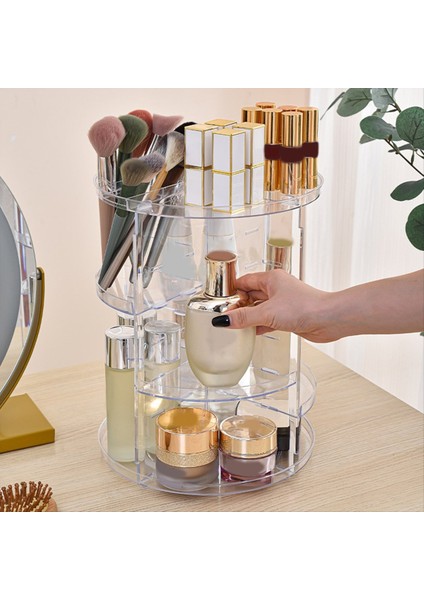 360 Dönen Makyaj Organizatörü Yuva Üstü Dönen Cilt Bakımı Organizatörleri Ayarlanabilir Katmanlı Kozmetik Depolama Rafı (Yurt Dışından) modelleri