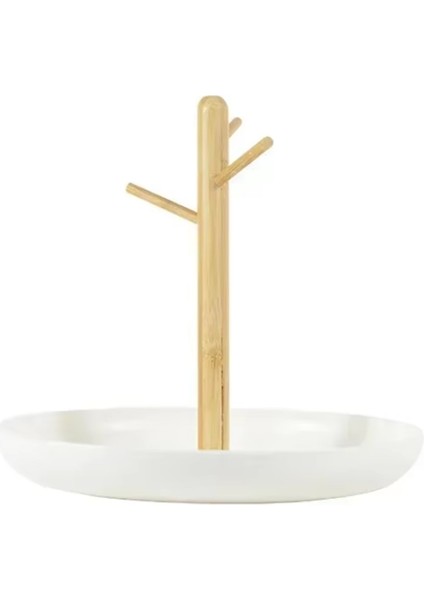 Giriş Yolu Depolama Beyaz Için Zarif Oval Siyah Bambu Anahtar Tutucu ve Dekoratif Tepsisi (Yurt Dışından)