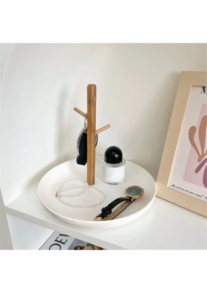 Giriş Yolu Depolama Beyaz Için Zarif Oval Siyah Bambu Anahtar Tutucu ve Dekoratif Tepsisi (Yurt Dışından) fiyatları