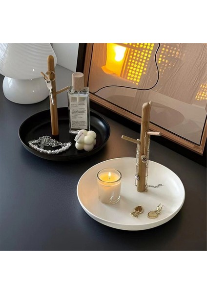 Giriş Yolu Depolama Beyaz Için Zarif Oval Siyah Bambu Anahtar Tutucu ve Dekoratif Tepsisi (Yurt Dışından) modelleri