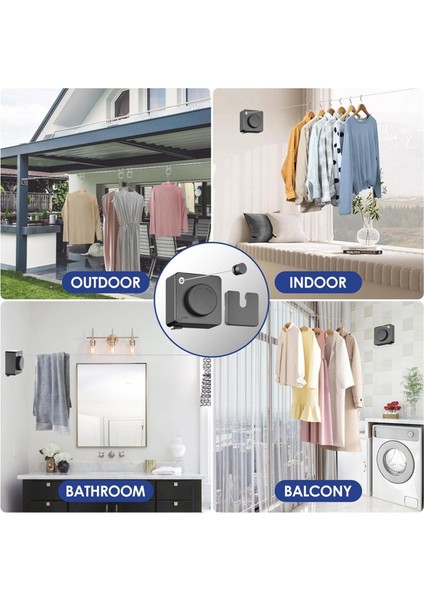 Geri Çekilebilir Çamaşırhane Açık Havada 14FT Ağır Hizmet Tipi Giysiler Kurutma Çamaşır Hattı Duvara Monte Clothesline Gri (Yurt Dışından) modelleri